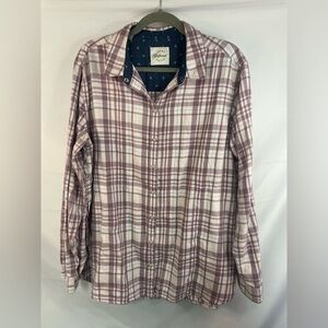 Jachs Girlfriend fit button don in the coziest fabric! Lovely soft purple plaid.